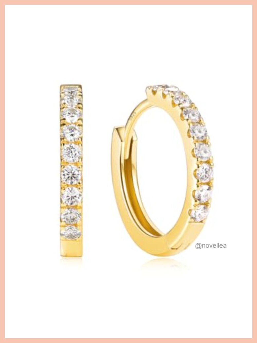 Moissanite Huggie Hoop Earrings 925 Sterling Silver Gold Plated Women Men